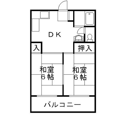 駅前コーポラス(2DK/2階)の間取り写真