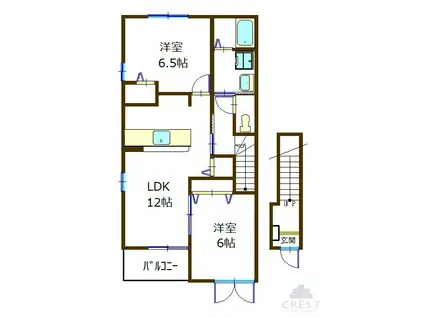 アンソレイエ II(2LDK/2階)の間取り写真