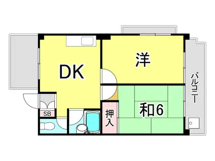 ブラン段上町(2DK/3階)の間取り写真