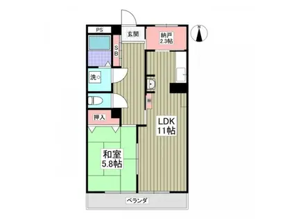 パークサイド篠崎(1SLDK/2階)の間取り写真