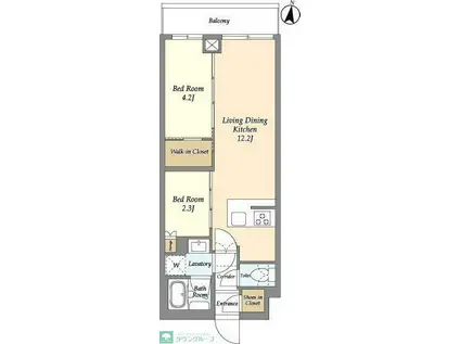 アジールコート練馬中村橋(2LDK/2階)の間取り写真