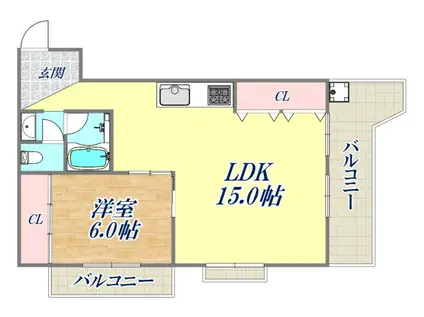 甲南野崎ハイム(1LDK/3階)の間取り写真