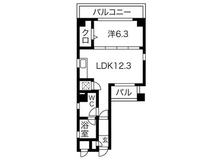 ライジング泉H・Mビル(1LDK/6階)の間取り写真