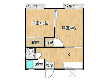 コーポ博多(2K/2階)の間取り写真