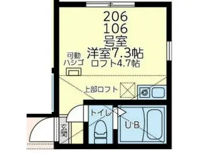 ユナイト山手マイエンフェルト(ワンルーム/2階)の間取り写真