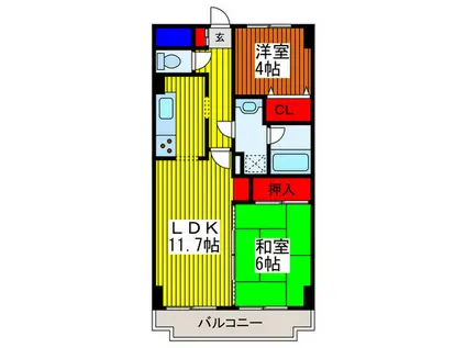 モンシャトー川口(2LDK/2階)の間取り写真