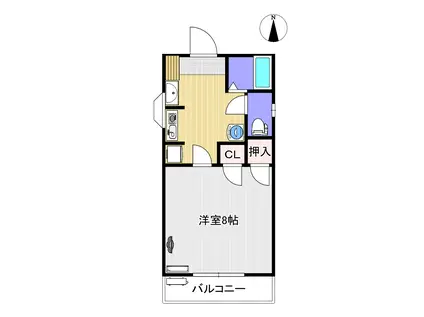 ラ・リビエール(1K/2階)の間取り写真