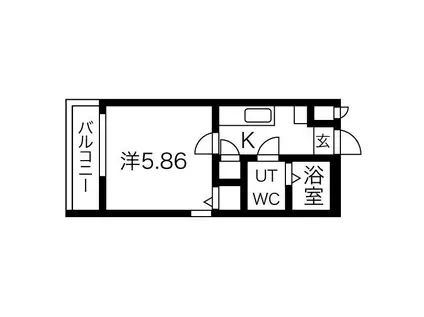 HK2ウエスト(1K/2階)の間取り写真