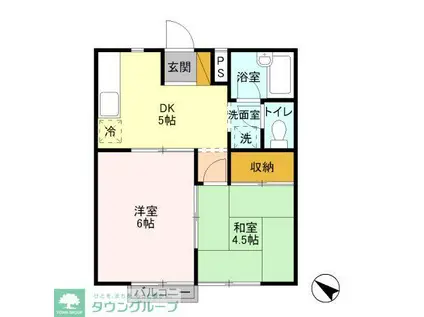 コスモプラザB(2DK/2階)の間取り写真