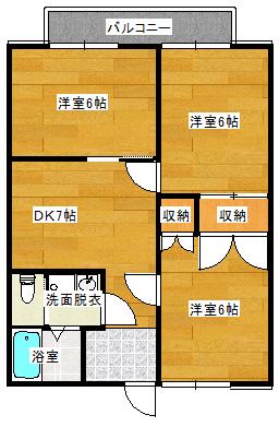 サンハイツ檜(3DK/2階)の間取り写真