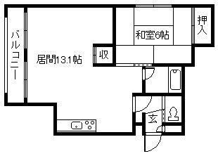 道央パークハイツ(1LDK/5階)の間取り写真