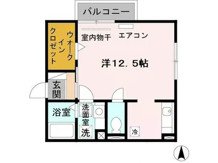 あーばんはいつ神前 A棟(ワンルーム/2階)の間取り写真