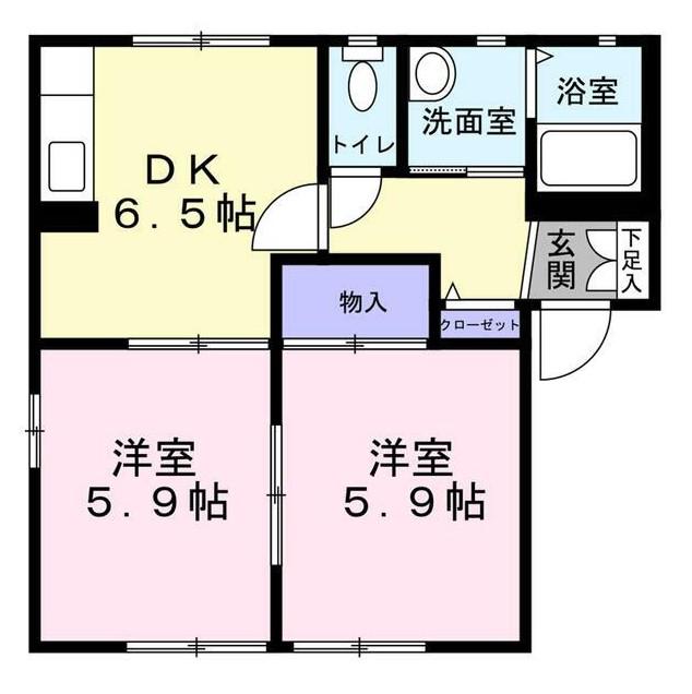 クレール大坂A(2DK/2階)の間取り写真