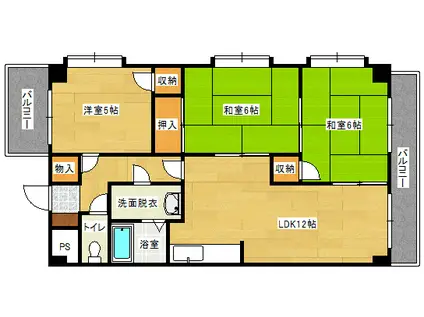 ビラバロンI(3LDK/1階)の間取り写真