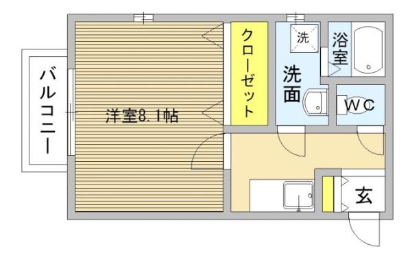 リブレア板付B(1K/2階)の間取り写真