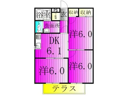 サクラガーデン(3DK/1階)の間取り写真