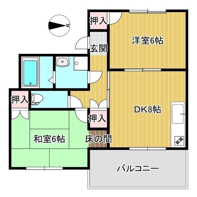 コーポ高野(2DK/2階)の間取り写真