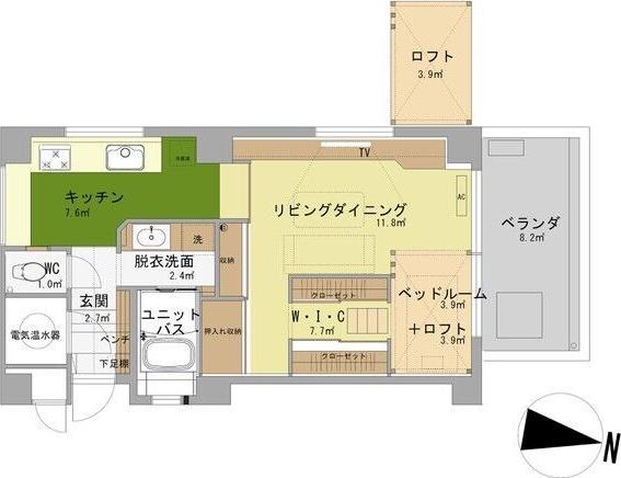 マンション立町(1LDK/2階)の間取り写真