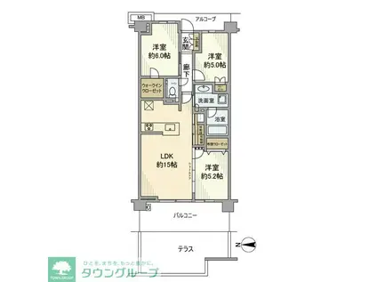 プラウド元住吉ガーデンズ(3LDK/1階)の間取り写真
