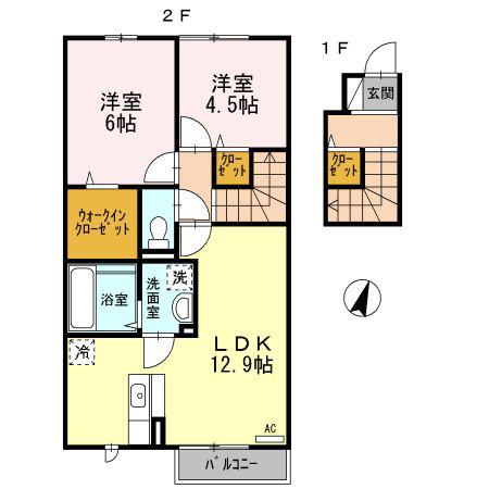 ウィット室積(2LDK/2階)の間取り写真
