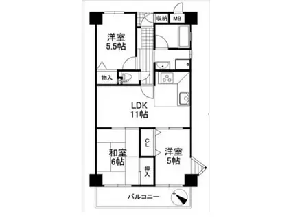 シャルマンコーポ松之浜(3LDK/4階)の間取り写真