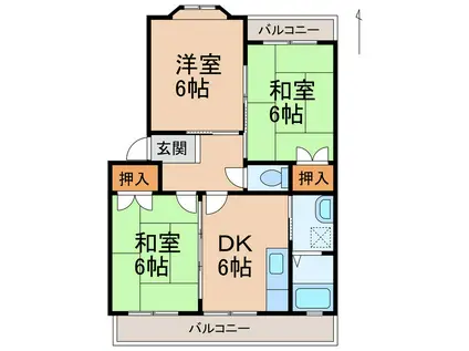 ヴィラージカミノキ(3DK/1階)の間取り写真