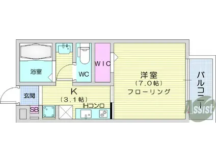 セジュールパーク(1K/1階)の間取り写真