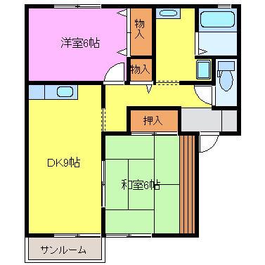 カリヨン・ハタダ(2DK/2階)の間取り写真
