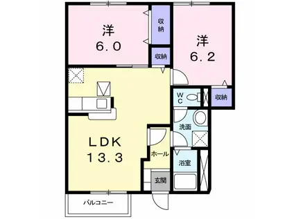 ハッピースクエアー I(2LDK/1階)の間取り写真