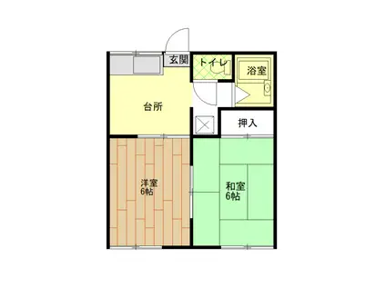 リベラルハイツ笹谷(2K/1階)の間取り写真