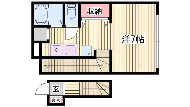 山陽電鉄網干線 山陽天満駅 徒歩5分 2階建 築6年(1K/2階)の間取り写真