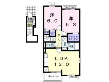 フォルトゥーナ(2LDK/2階)の間取り写真