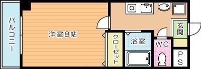オークハイム(1K/1階)の間取り写真