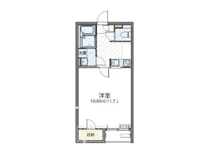 レオネクストジャルダンII(1K/1階)の間取り写真