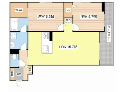 新清館III(2LDK/3階)の間取り写真