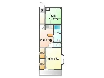 トラミッド友栄(2DK/2階)の間取り写真