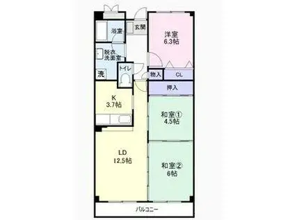 リサービア大津(3LDK/6階)の間取り写真