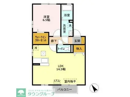 フローリド・F(1LDK/1階)の間取り写真