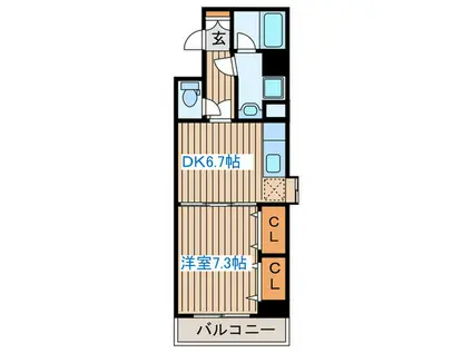 グランヴィア河原町(1DK/2階)の間取り写真
