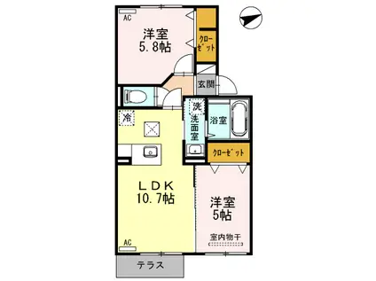 エスポワール(2LDK/1階)の間取り写真