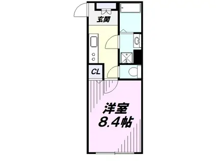 フィユフラッツ西所沢(1K/2階)の間取り写真