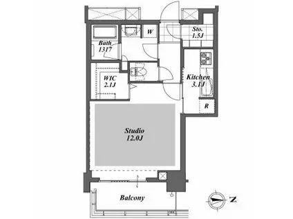 BRILLIA IST TOWER 勝どき(1K/18階)の間取り写真