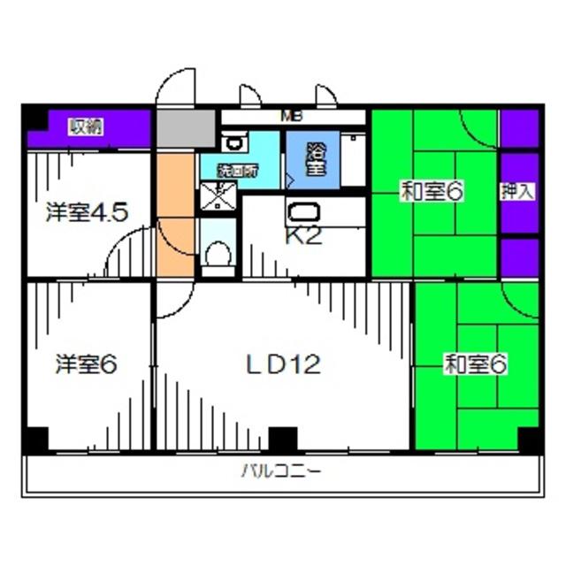 ロータリービルド南花田(4LDK/4階)の間取り写真