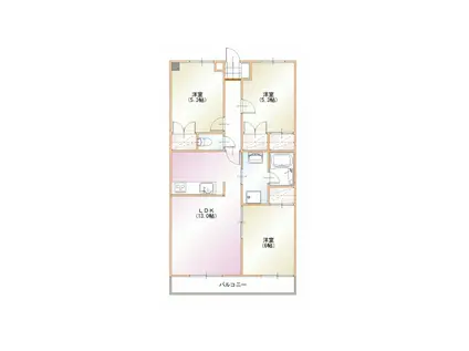 ヒルズ甲府昭和(3LDK/7階)の間取り写真