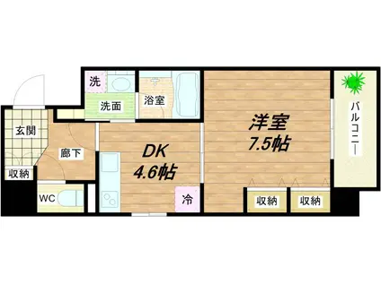 WILL DO 天満橋(1DK/5階)の間取り写真