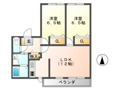 グランド・ソレイユ(2LDK/1階)の間取り写真