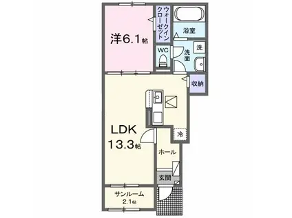 ラフテル(1LDK/1階)の間取り写真