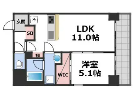 JPNOIE上町台龍造寺(1LDK/5階)の間取り写真