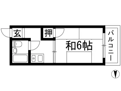 コンドミニアム美園(1K/2階)の間取り写真