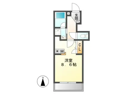 フィローリ長筬(1K/1階)の間取り写真